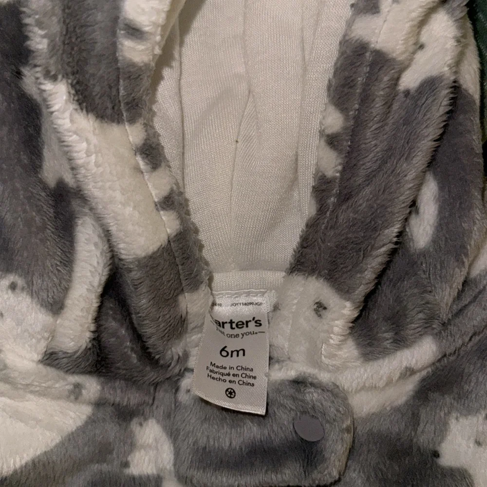 Carters Baby Hooded Fleece One Piece Bodysuit/Footed Jumpsuit Polar Bear 6 mos